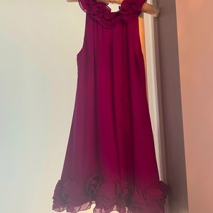 Ted Baker. Purple/Pink ruffled collared dress